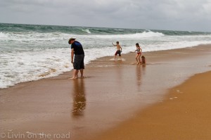 Playing on the beach